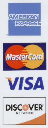 We Take American Express, Master Card, VISA, and Discover Cards